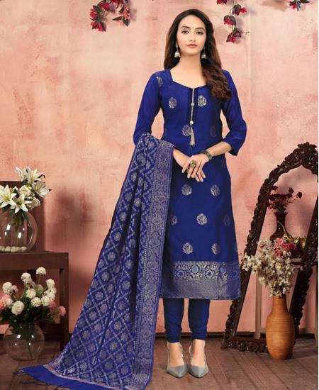 Picture of Classy Navy Blue Straight Cut Salwar Kameez