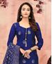 Picture of Classy Navy Blue Straight Cut Salwar Kameez