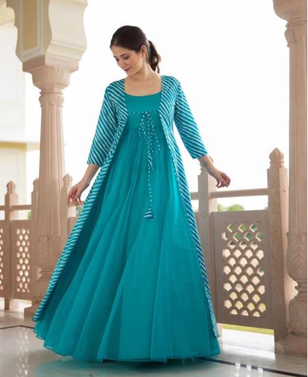Picture of Ideal Sky Blue Readymade Gown