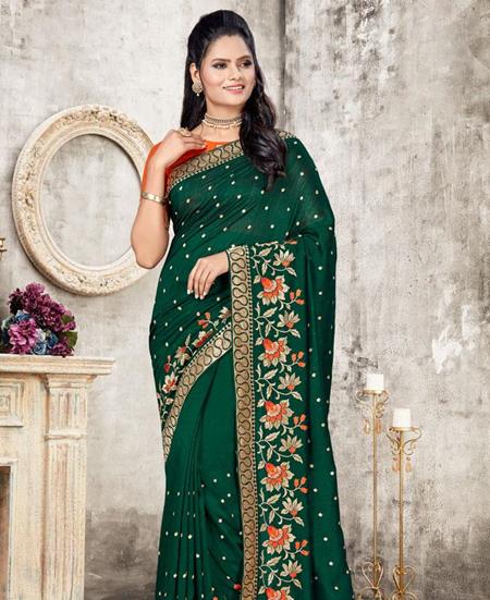 Picture of Nice Botel Green Casual Saree
