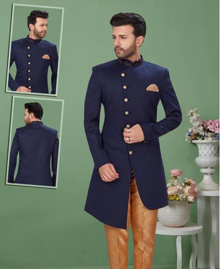 Picture of Beauteous Navy Blue Sherwani
