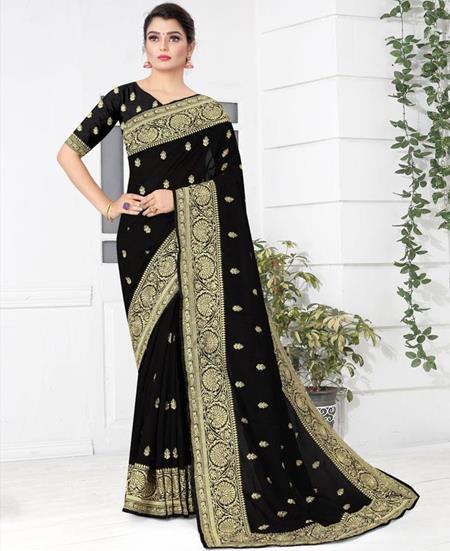Picture of Charming Black Silk Saree