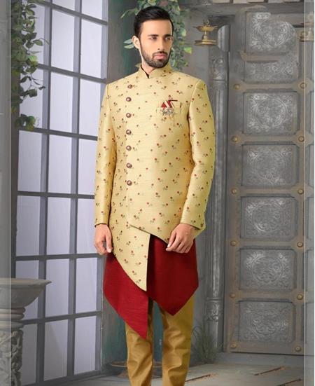 Picture of Charming Beige/Gold Indo Western