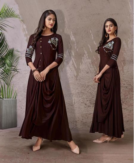 Picture of Statuesque Brown Readymade Gown
