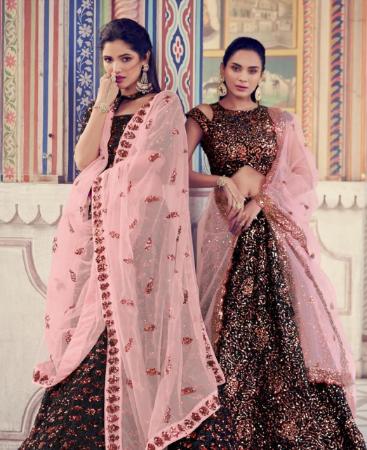 Black/Light Pink Lehenga Choli With Sequin Embroidery Work – Palkhi Fashion