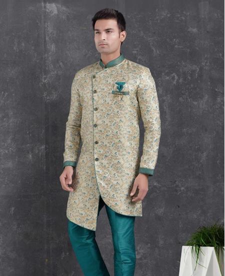Picture of Delightful Teal+cream Indo Western
