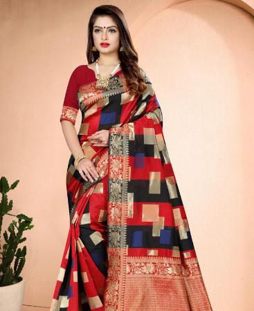 Picture of Beautiful Red Casual Saree
