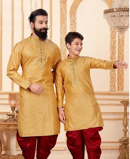 Picture of Appealing Gold Kids Kurta Pyjama