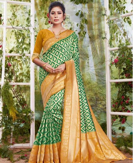 Picture of Admirable Green & Golden Casual Saree