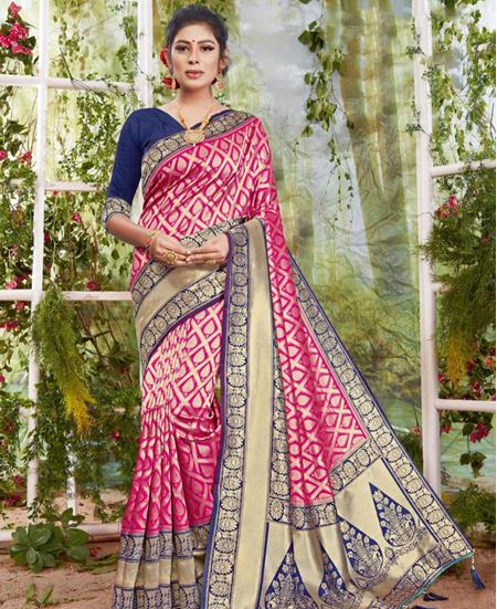 Picture of Pretty Pink & Blue Casual Saree