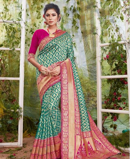 Picture of Magnificent Rama & Pink Casual Saree