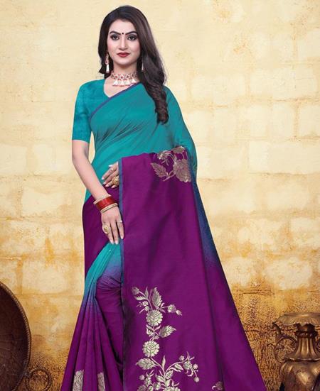 Picture of Stunning Rama/Purple Casual Saree
