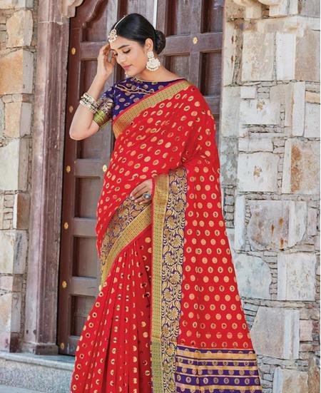 Picture of Sightly Red & Purple Casual Saree