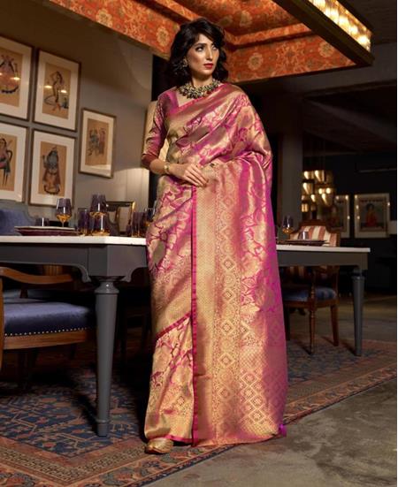 Picture of Good Looking Pink Silk Saree