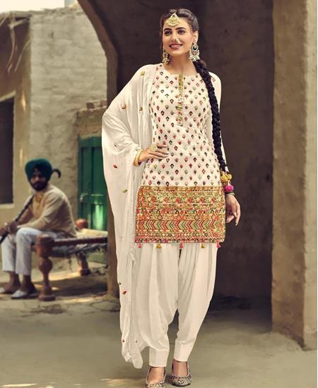 100% Pure Cotton Printed Patiala Salwar Dupatta with CHIKAN kurti complete  suit PS026 - muteyaar.com