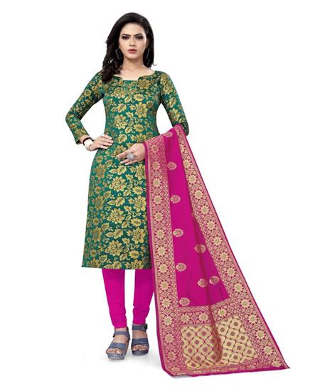 Picture of Enticing Green Cotton Salwar Kameez