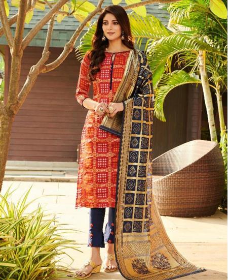 Picture of Classy Red Cotton Salwar Kameez