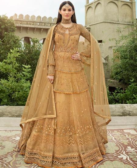 Picture of Classy Gold Party Wear Salwar Kameez