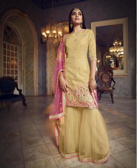 Picture of Shapely Beige Straight Cut Salwar Kameez