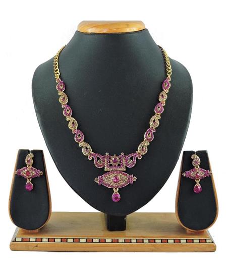 Picture of Graceful Rani Pink Necklace Set