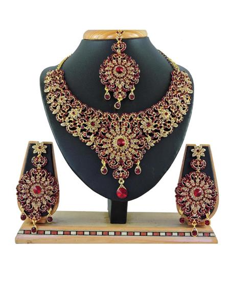 Picture of Lovely Maroon Necklace Set