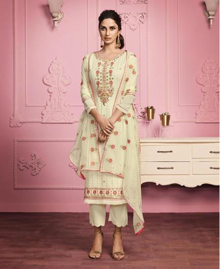 Picture of Marvelous Yellow Straight Cut Salwar Kameez