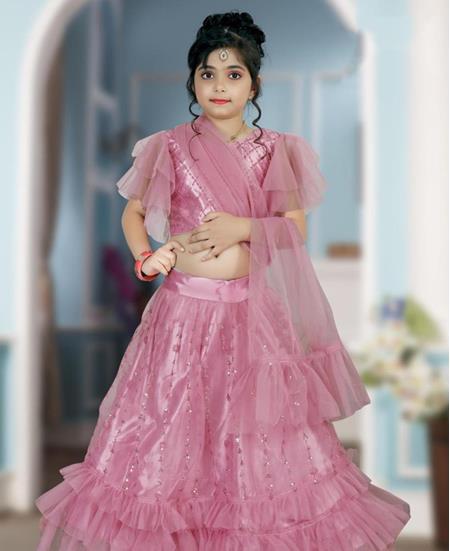 Picture of Beauteous Pink Kids Lehenga Choli