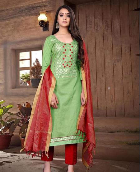 Picture of Amazing Green Straight Cut Salwar Kameez
