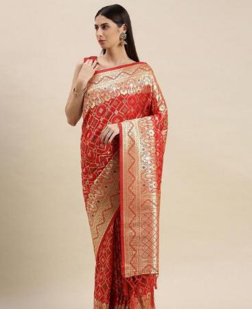 Picture of Sightly Red Silk Saree