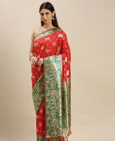 Picture of Enticing Red Silk Saree