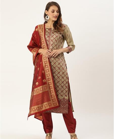 Picture of Well Formed Beige Straight Cut Salwar Kameez