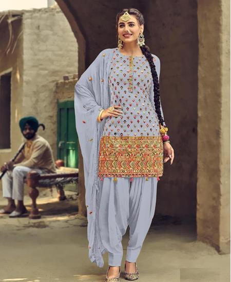 Navy Blue Casual Wear Thread Embroidered Rayon Patiala Suit – Apparel  Designer