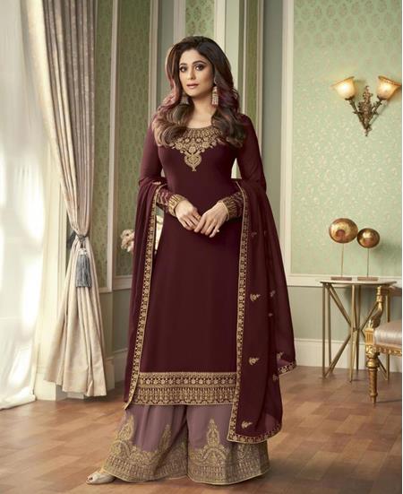 Picture of Bewitching Maroon Straight Cut Salwar Kameez