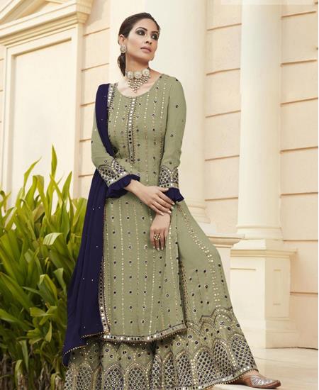 Picture of Comely Swampgreen Straight Cut Salwar Kameez