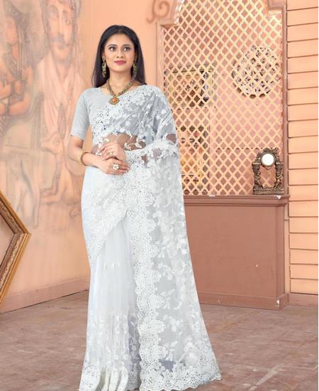 Picture of Amazing White Net Saree