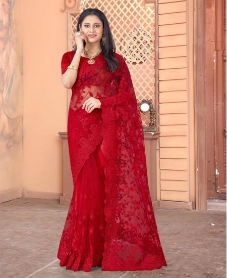Picture of Statuesque Red Net Saree