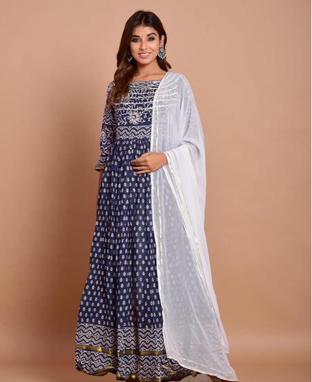 Picture of Charming Nevy Blue Readymade Gown