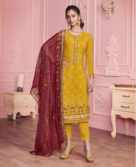 Picture of Sightly Musterd Straight Cut Salwar Kameez