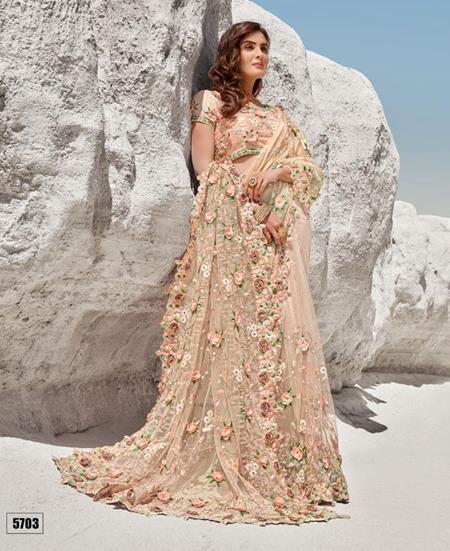 Picture of Fascinating Peach Net Saree