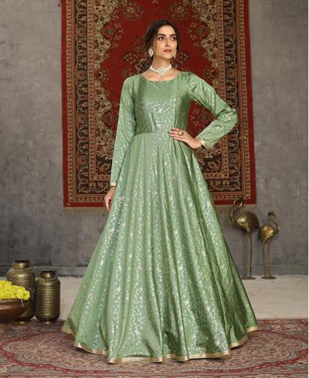 Picture of Fascinating Pista Green Party Wear Gown