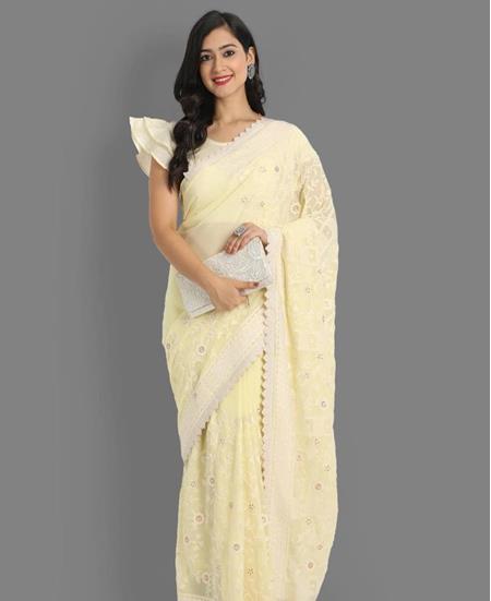 Picture of Admirable Yellow Georgette Saree