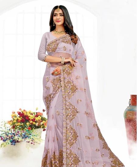 Picture of Elegant Lavender Net Saree