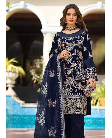 Picture of Sightly Blue Straight Cut Salwar Kameez