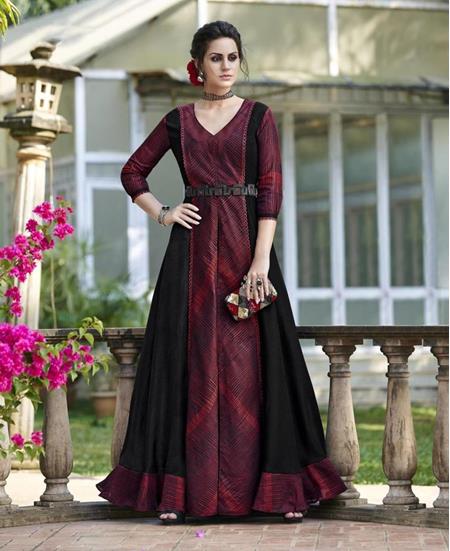 Maroon and black printed  Readymade Sari Blouse Saree Choli Tunic Party Wear 