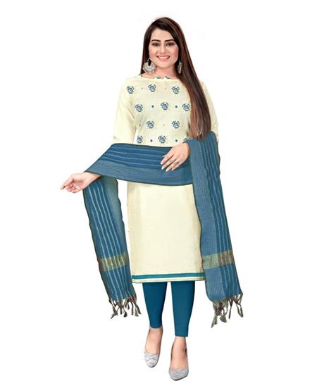 Picture of Sightly Off White Straight Cut Salwar Kameez