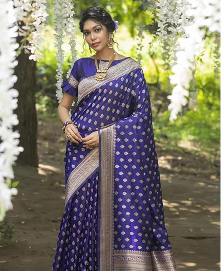 Picture of Fascinating Royal Blue Silk Saree