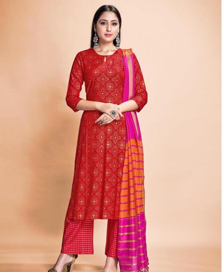 Picture of Enticing Red Readymade Salwar Kameez