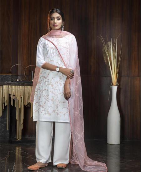 Picture of Marvelous White Straight Cut Salwar Kameez