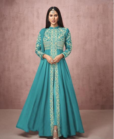 Picture of Radiant Turquoise Party Wear Salwar Kameez