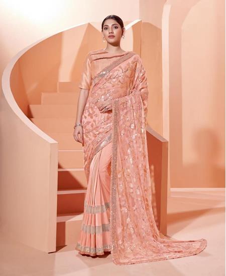 Picture of Appealing Peach Fashion Saree